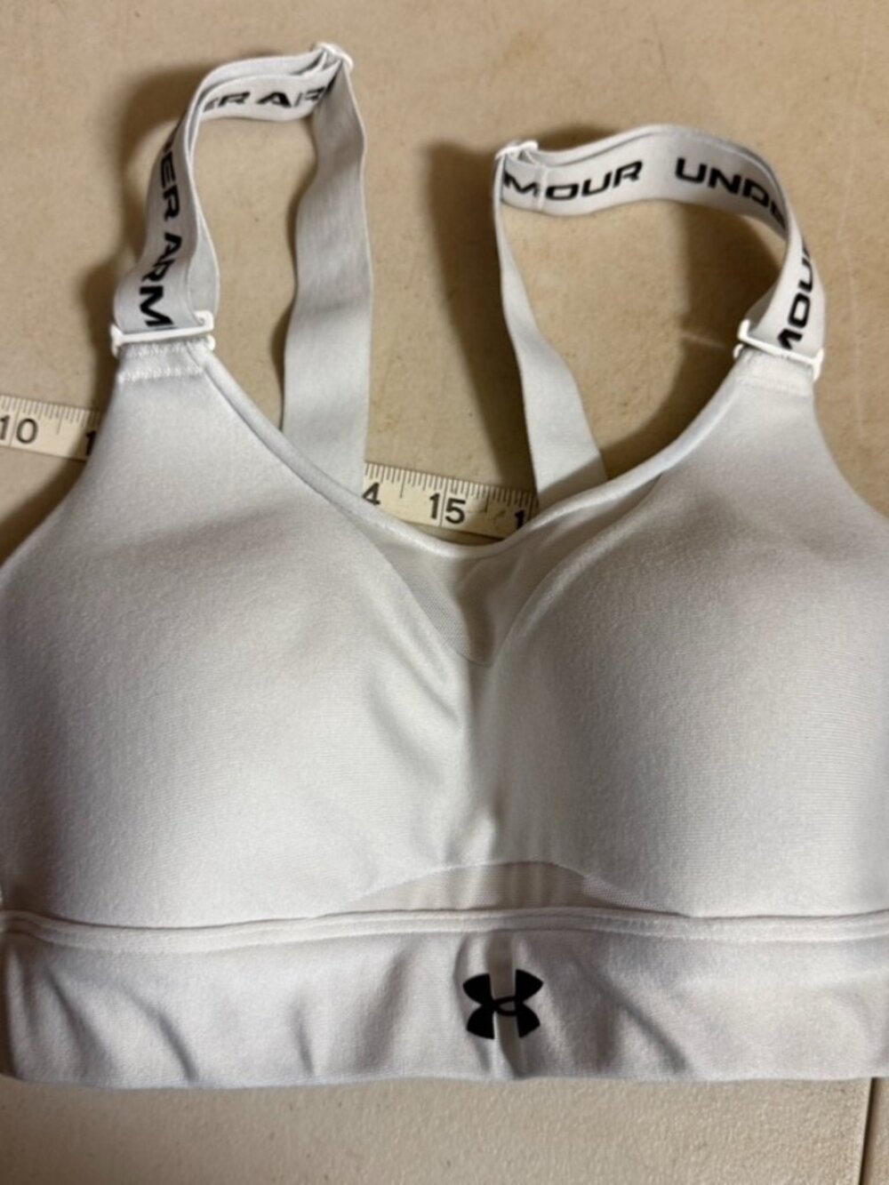 Under Armour White High Impact Sports Bra XS Adjustable Racerback Molded Cups